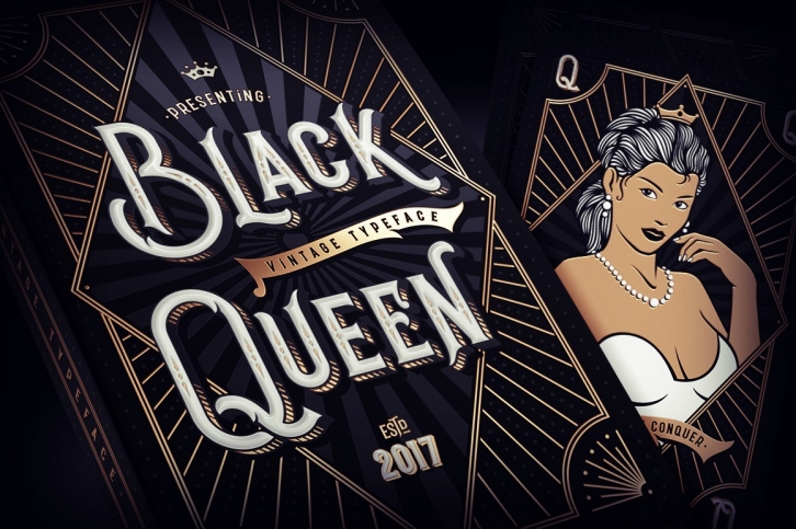 Black Queen font & bonus graphics Font Download