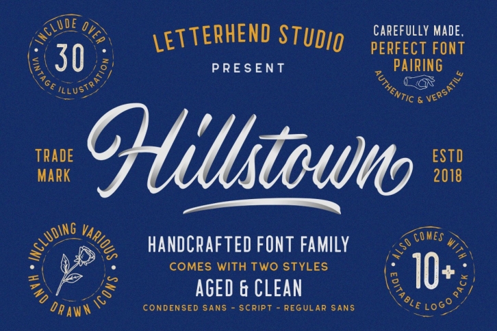 Hillstown Font Collection and EXTRA Font Download