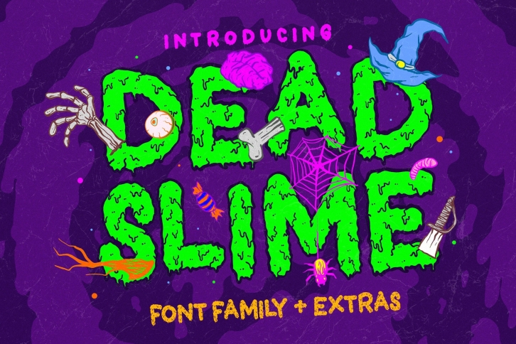 Dead Slime 6 Fonts | Extras 50 Illustrations Font Download
