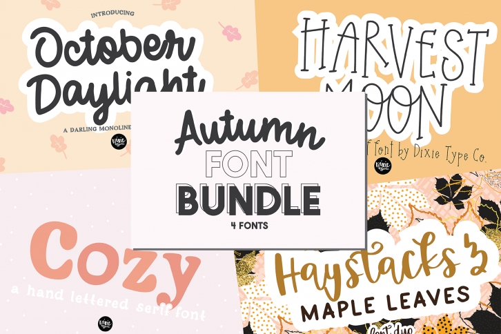 Autumn Font Bundle - 4 Hand Lettered Fall Fonts Font Download