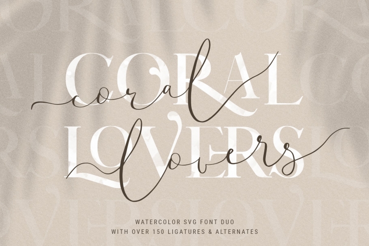 Coral Lovers SVG Watercolor Font Duo Font Download
