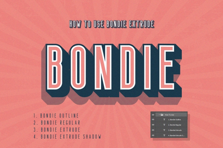 Bondie Extrude Font Family Font Download