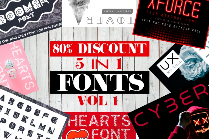 5 in 1 Font Bundle Vol. 1 Font Download