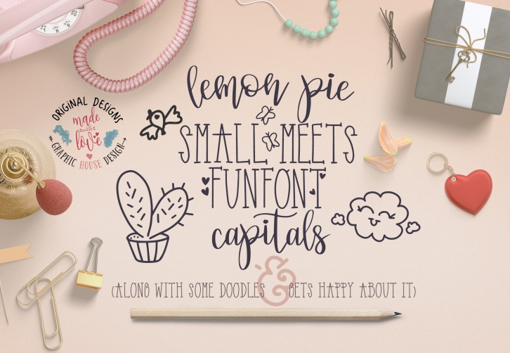 Lemon Pie Small and Funfont Capitals Font Duo Extra doodles Font Download