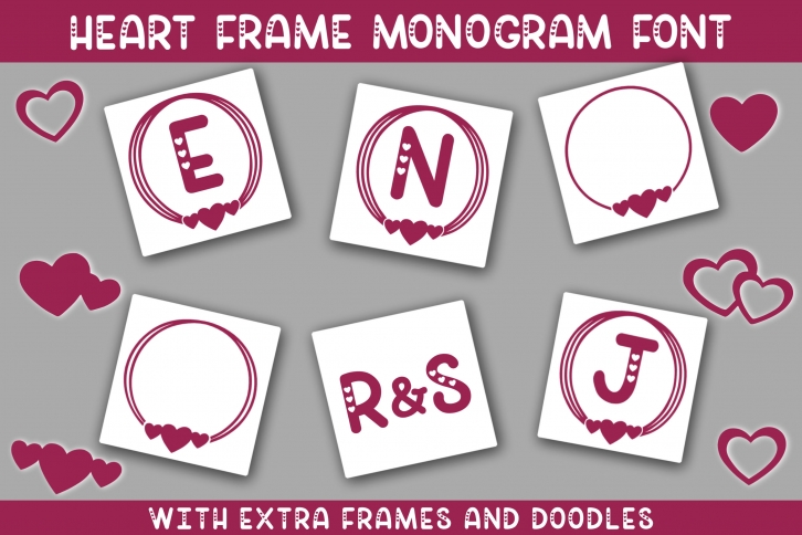 Heart Frame Monogram Font Font Download
