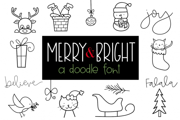 Merry and Bright - A Christmas  Winter Doodles Font Font Download