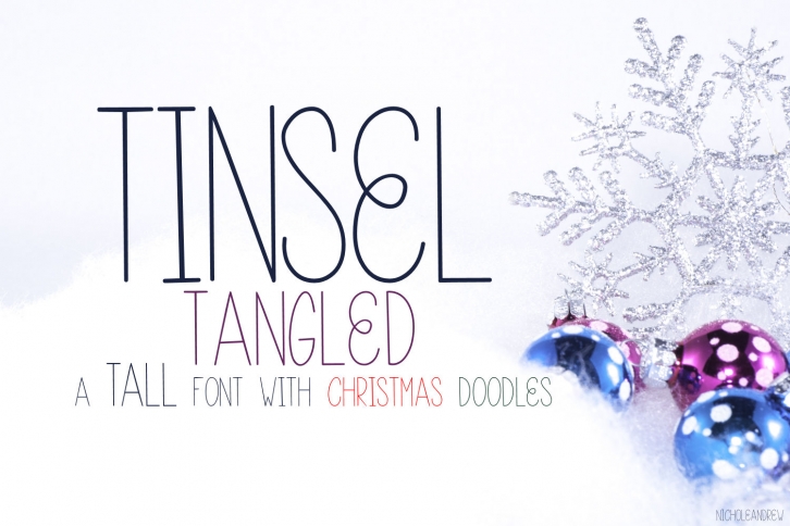 Tinsel Tangled, A Christmas Font With Fun Doodles Font Download