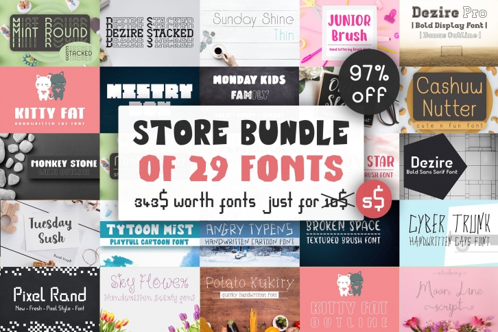 Store Bundle of 29 Fonts - Dasagani Shop Fonts Bundle Font Download