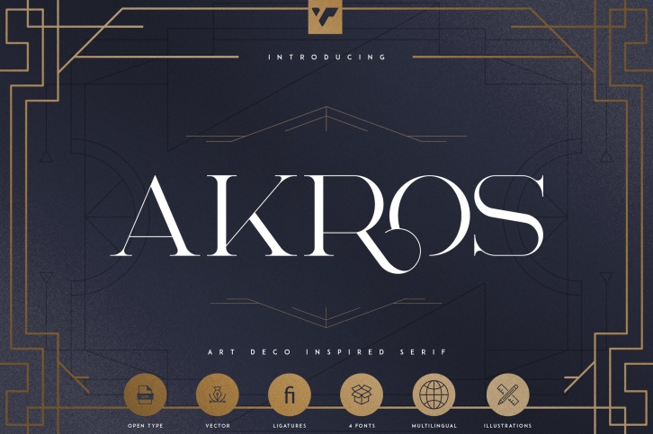 Akros - Art Deco Serif Extras Font Download