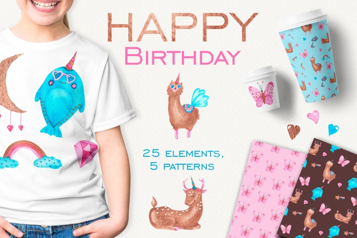 Happy birthday with unicorns Font Download