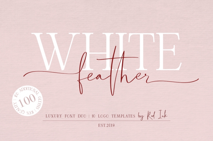 White Feather. Luxury Duo Font. Font Download