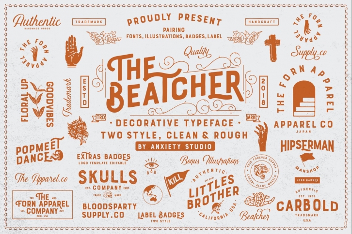 The Beatcher Typeface Extras Font Download