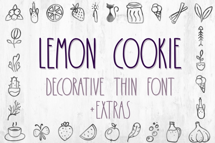 Lemon Cookie - thin font with extra characters pictures Font Download