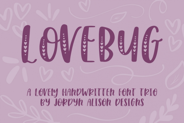 Lovebug Hand Lettered Font Trio, Valentines Heart Font Font Download