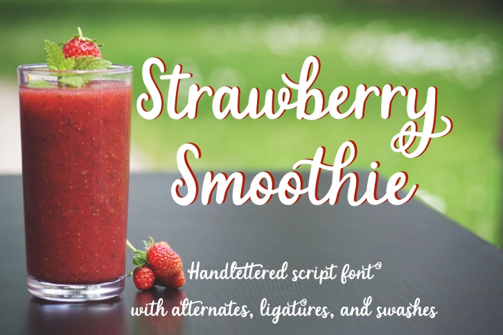 Strawberry Smoothie- A handlettered script font Font Download