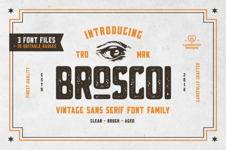 Broscoi - Vintage Font Family - Free font demo link included Font Download