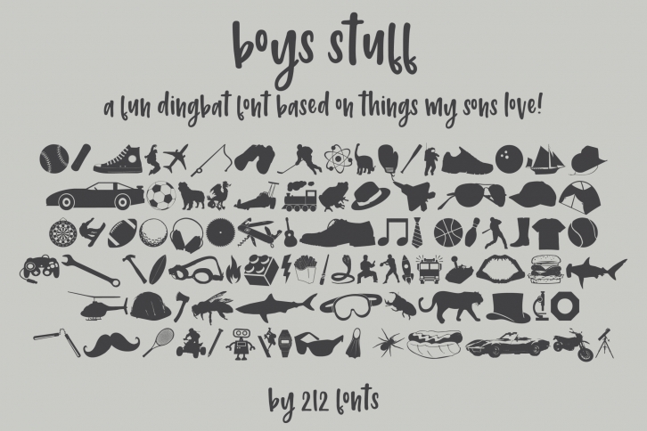 212 Boys Stuff Dingbat Font Font Download