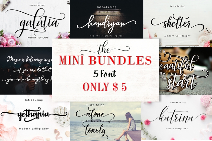 Mini Bundles 5 font only $5 Font Download