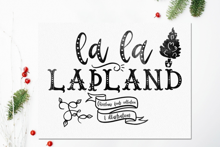 LaLaLapland. Christmas Fonts collection & illustrations Font Download