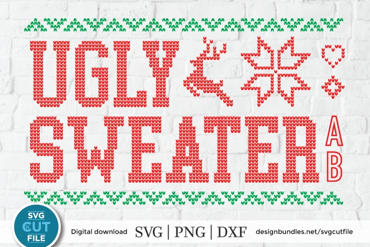 Ugly Christmas Sweater font, Tacky Christmas Jumper font OTF Font Download