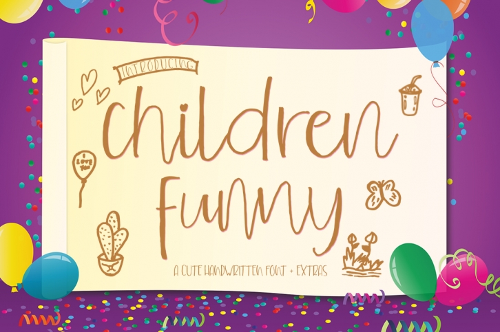 Children Funny Cute Handwritten Font With Extras Font Download