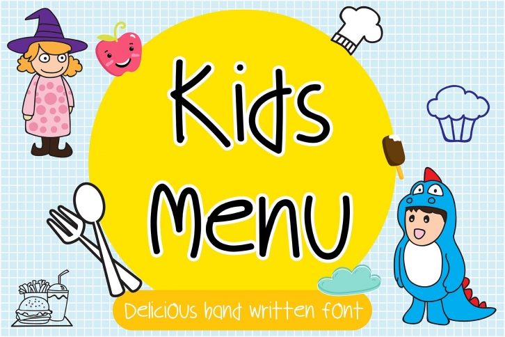 Kids menu Handwritten- cute kid font Kawaii style! Font Download