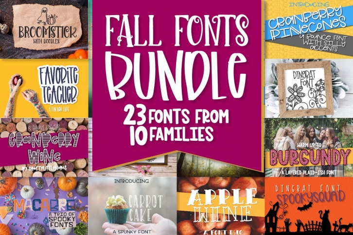 Fall Font Bundle - 23 Cut Friendly Fonts! Font Download
