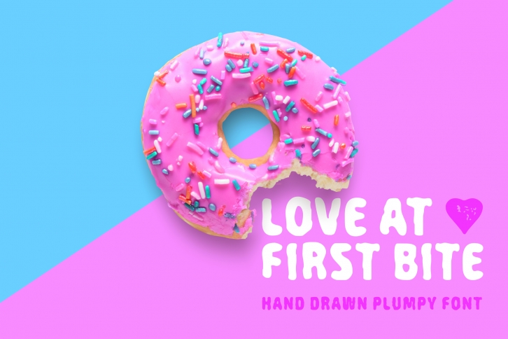 Love At First Bite - handcrafted sans serif font Font Download