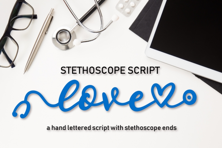 Stethoscope Script - A Nurse Font Font Download