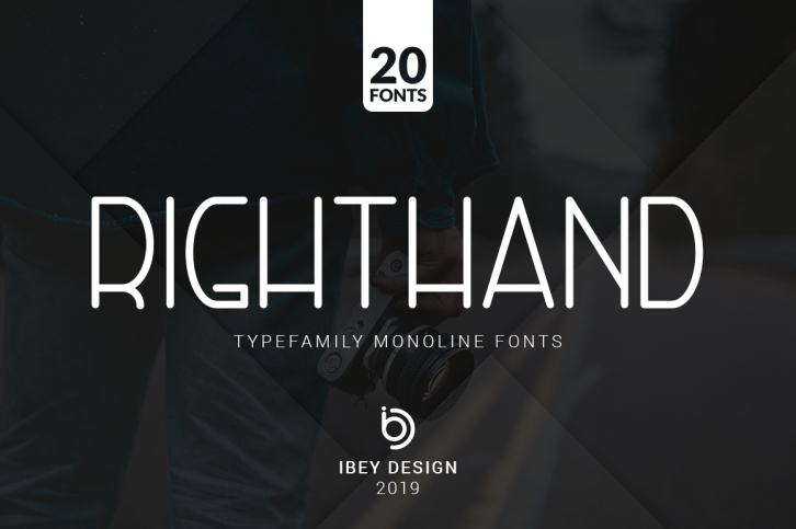 RightHand - 20 Monoline Fonts Font Download