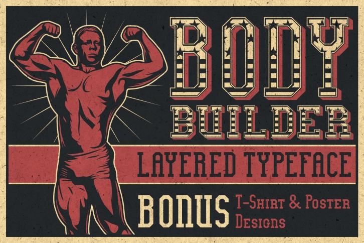 Bodybuilder Layered Font plus Bonus Font Download