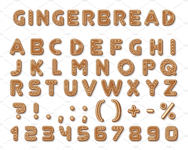 Gingerbread dark brown cookies font Font Download