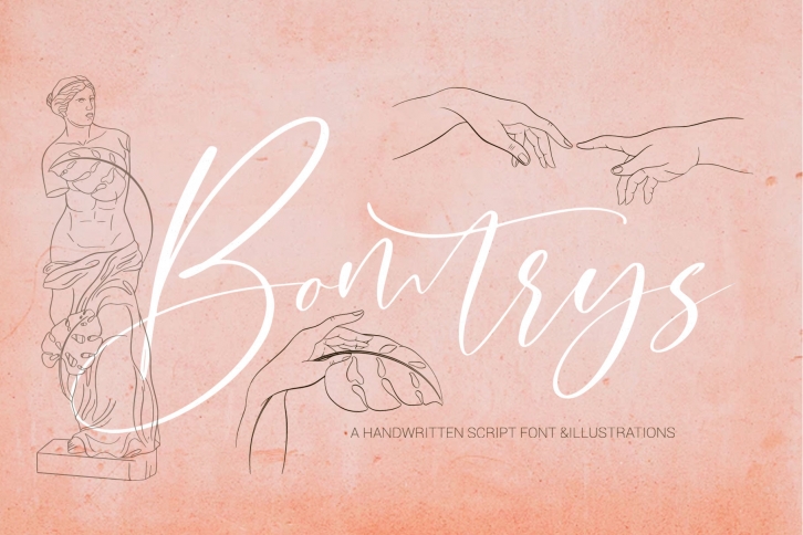 Bomtrys Script Font & Illustrations Font Download