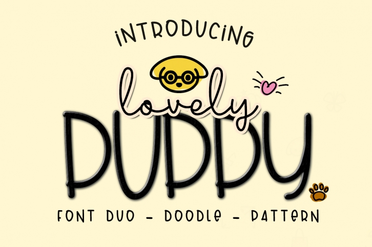 Lovely Puppy - Font duo with bonus Font Download