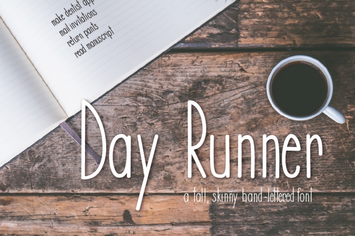 Day Runner Font - a tall, skinny, handwritten font Font Download
