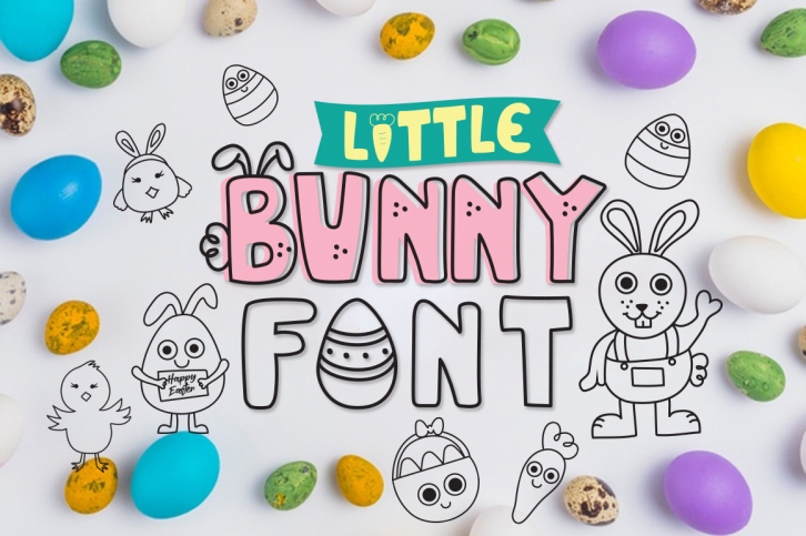Little bunny font with easter doodles Font Download