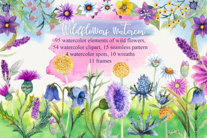 Wild flowers watercolor Font Download