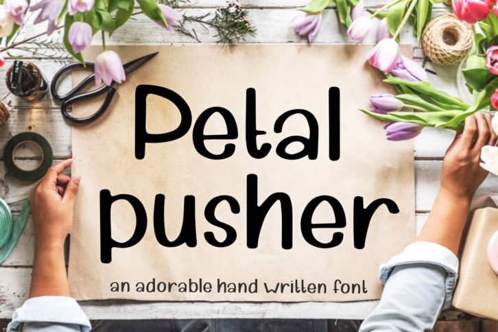 Petal Pusher - an adorably cute hand written font Font Download