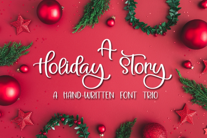 A Holiday Story - A Christmas Hand-Written Font Trio Font Download