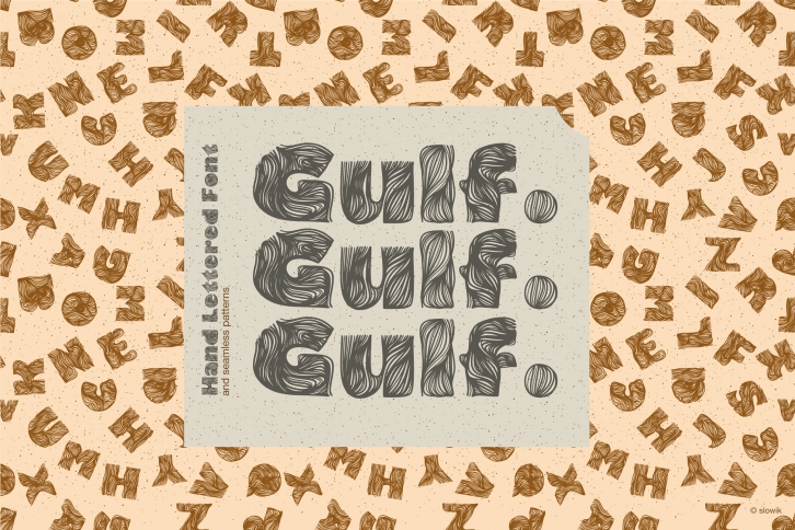 Gulf. Hand Lettered Font and 6 seamless patterns Font Download