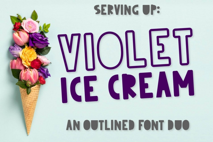 CLN - Violet Ice Cream - Outlined Font Duo - Cut Friendly Font Download
