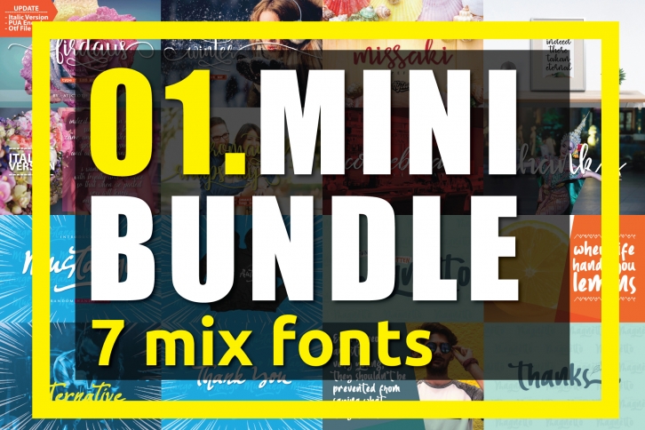 01. MINI BUNDLE - 7 mix fonts Font Download