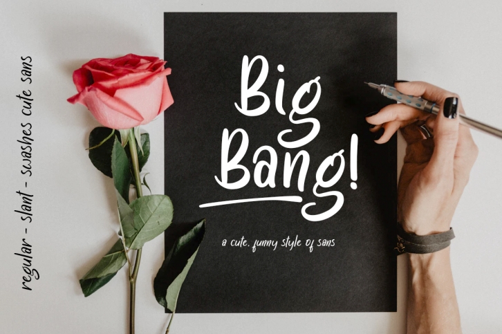 Big Bang!  Cute Sans with Additional Swashes Font Download