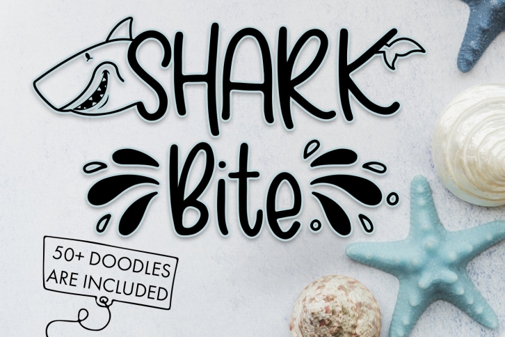 Shark Bite - A Shark font plus nautical doodles Font Download