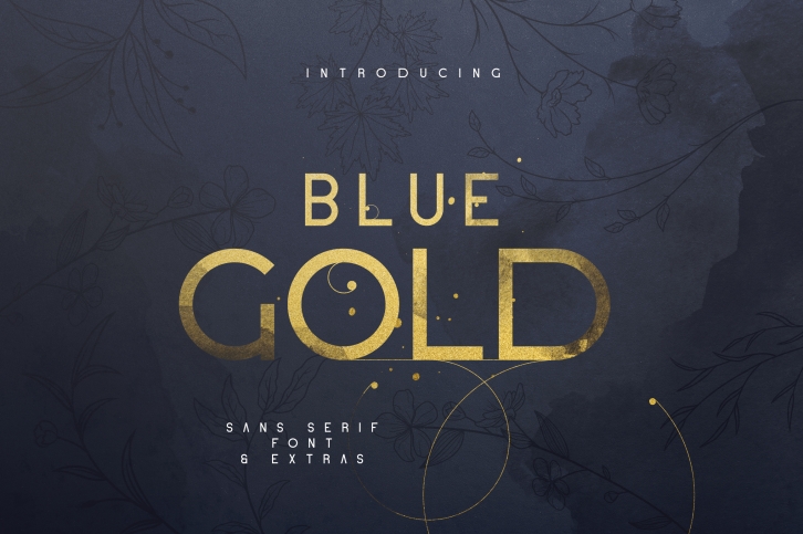 Blue Gold sans serif font Extras Font Download