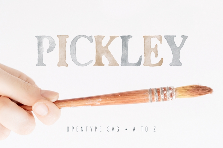Pickley - Opentype SVG Bitmap font - watercolour font A to Z Font Download