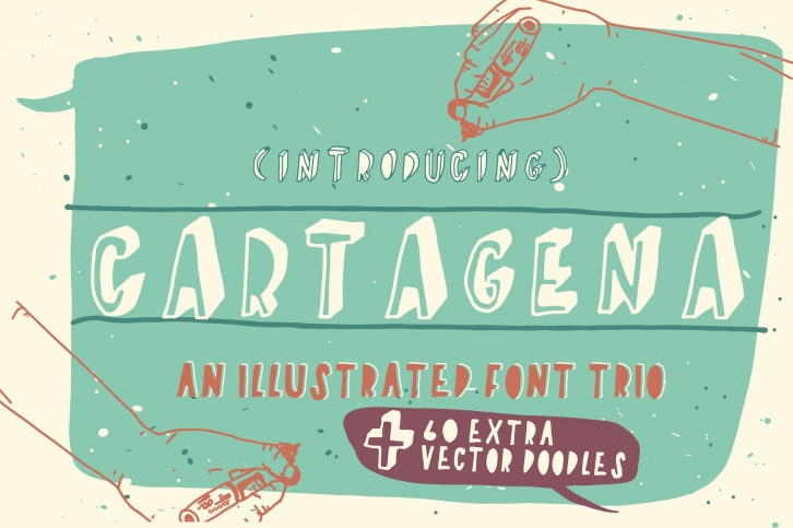 Cartagena Hand Drawn Font Trio Font Download