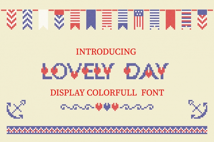 LOVELY-DAY-COLOR-CROSSSTICH OTF-SVG  multicolor font Font Download