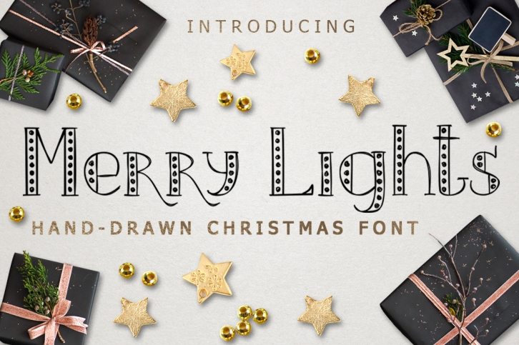 MERRY LIGHTS - hand drawn Christmas font Font Download