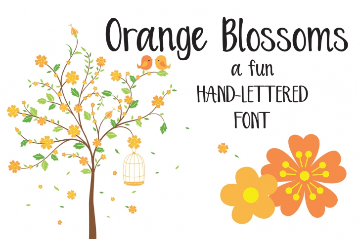 Orange Blossoms - Hand lettered crafting font Font Download